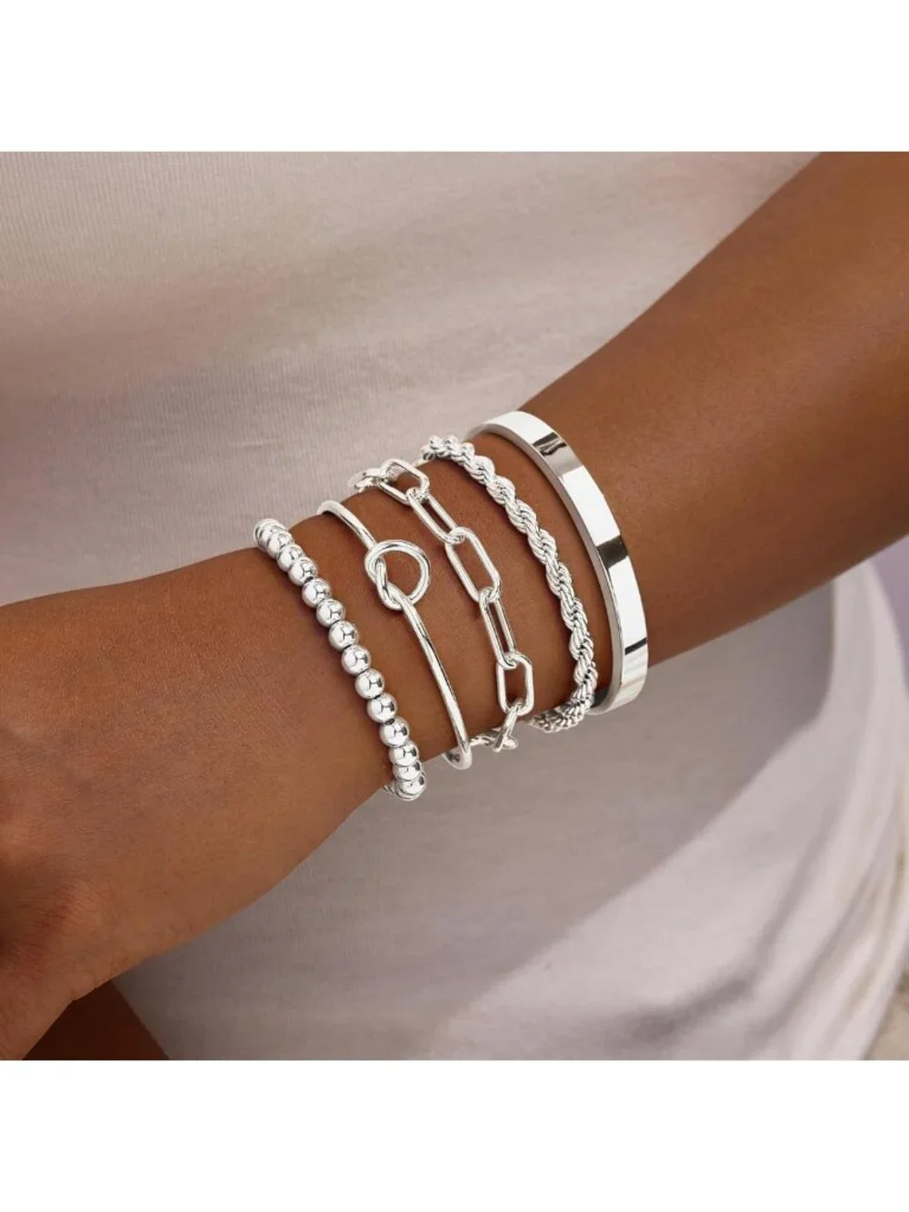 Trendy Gold Bracelet Set for Women - Waterproof, Non-Tarnish Stackable Bangles